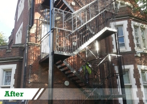 Sandblasting of cast iron stairs completed by UK Performance Restoration, London UK.