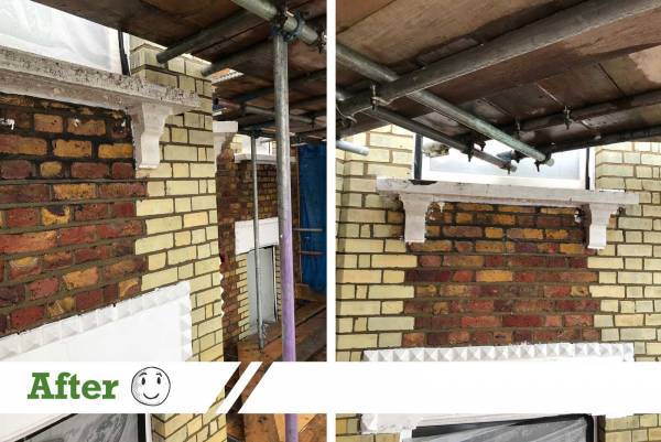 Brick elevation after being cleaned by UK Performance Restoration UK