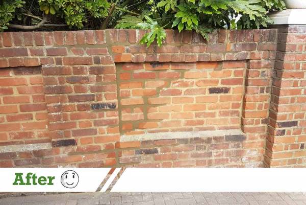 brick wall repair with steel rods and brick repointing